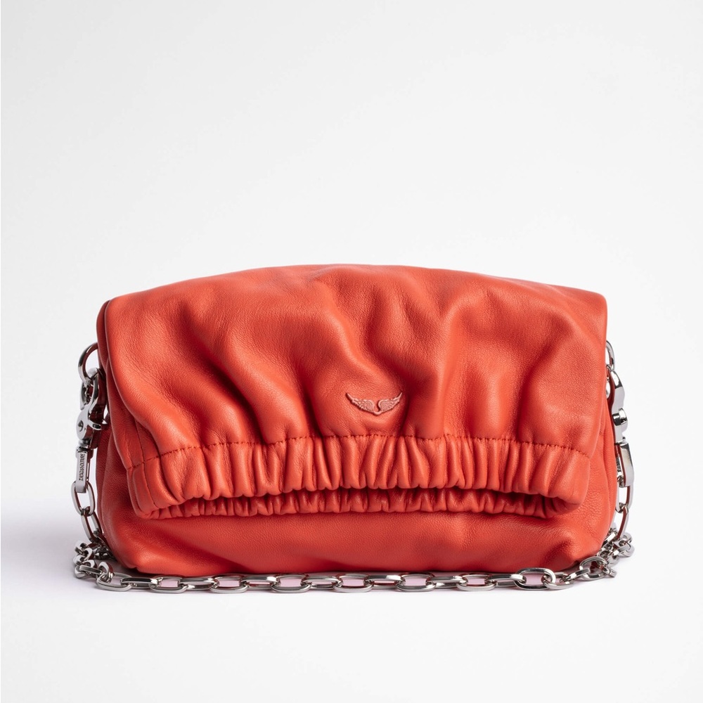 Zadig & Voltaire Bold Orange  shoulder bag with Silver Chain